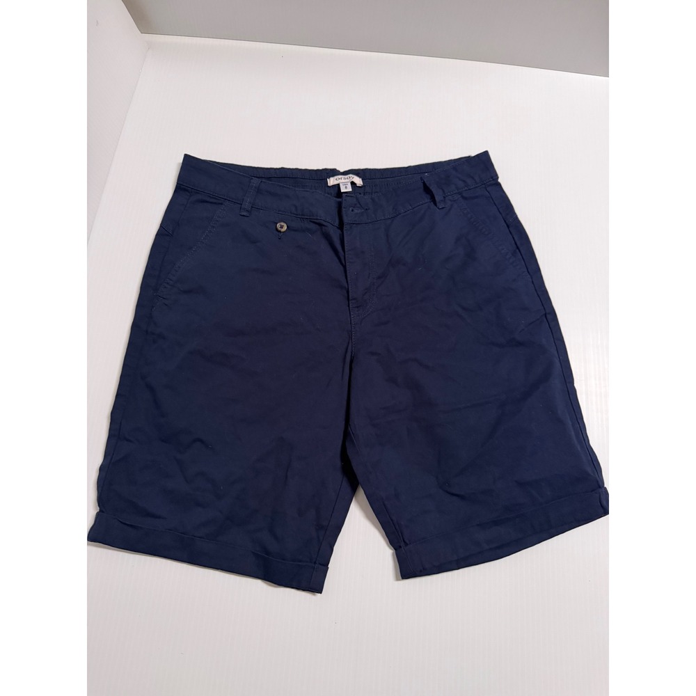Orsay Navy Blue Chino Shorts Womens Size 8 Cuffed Hem Casual Summer